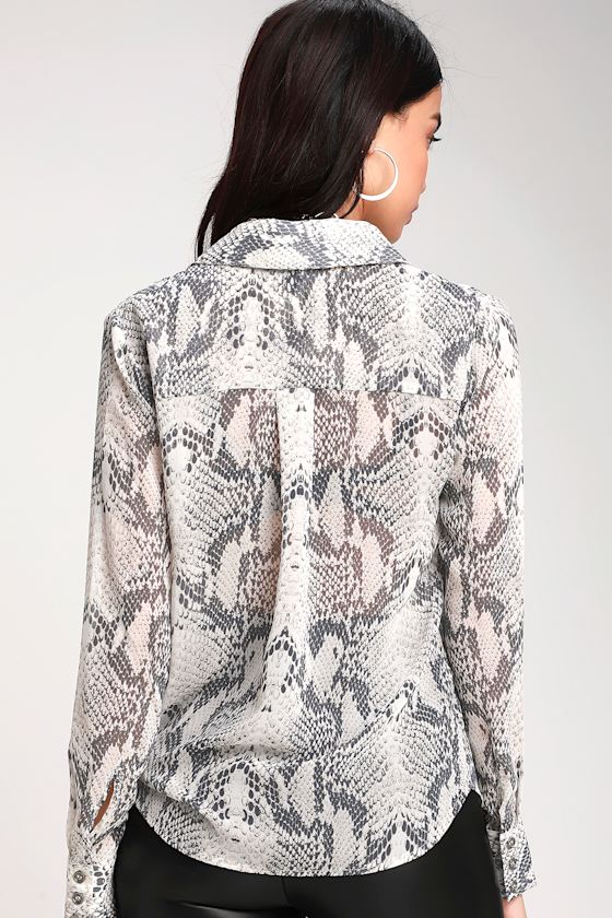 Cute Snake Print Top - Button-Up Top - Snake Print Top - Lulus