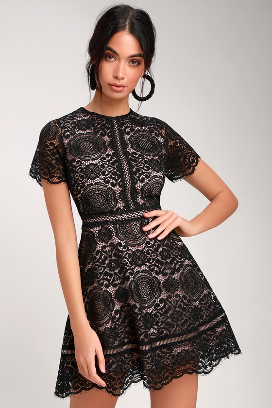 BB Dakota Dinner For Two - Black Lace Dress - Lace Mini Dress - Lulus