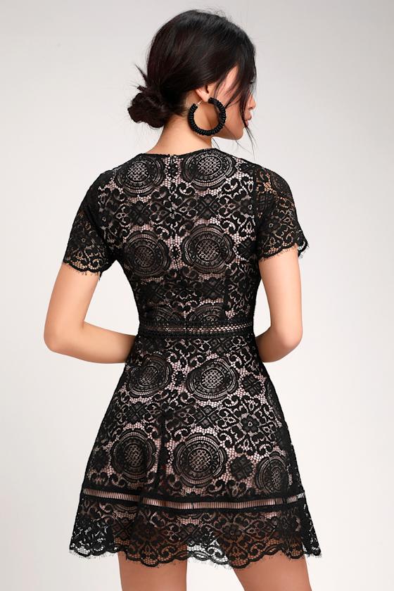 Dinner For Two Black Lace Short Sleeve Dress 8