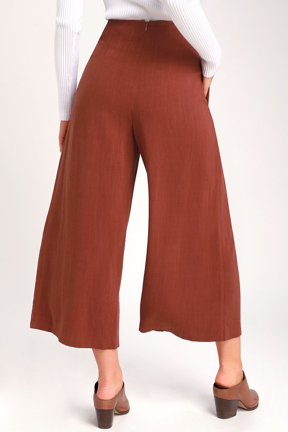 Cute Rust Brown Pants - Wide-Leg Pants - Culotte Pants - Lulus
