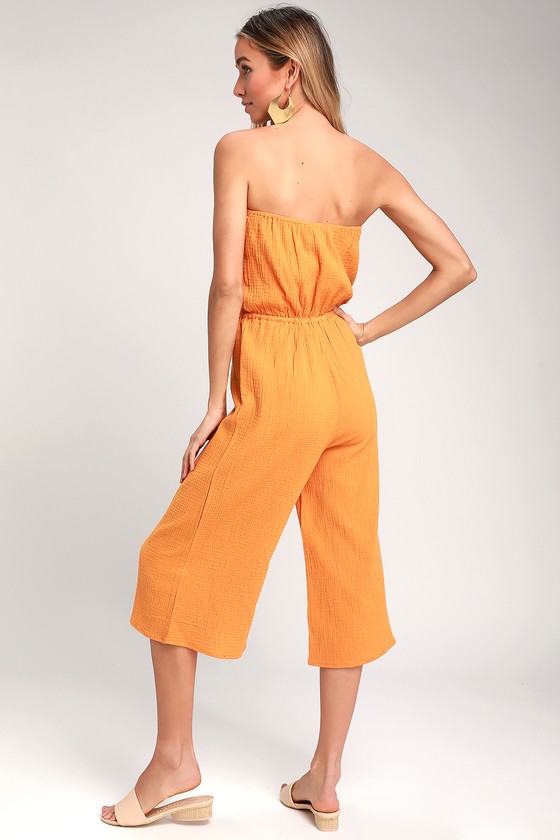 Cute Jumpsuit - Yellow Jumpsuit - Strapless Jumpsuit - Jumpsuit