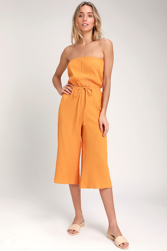 Cute Jumpsuit Yellow Jumpsuit Strapless Jumpsuit Jumpsuit Lulus