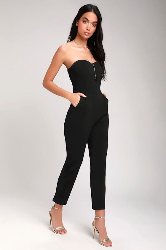 Sexy Black Jumpsuit - Strapless Jumpsuit - Sweetheart Jumpsuit - Lulus