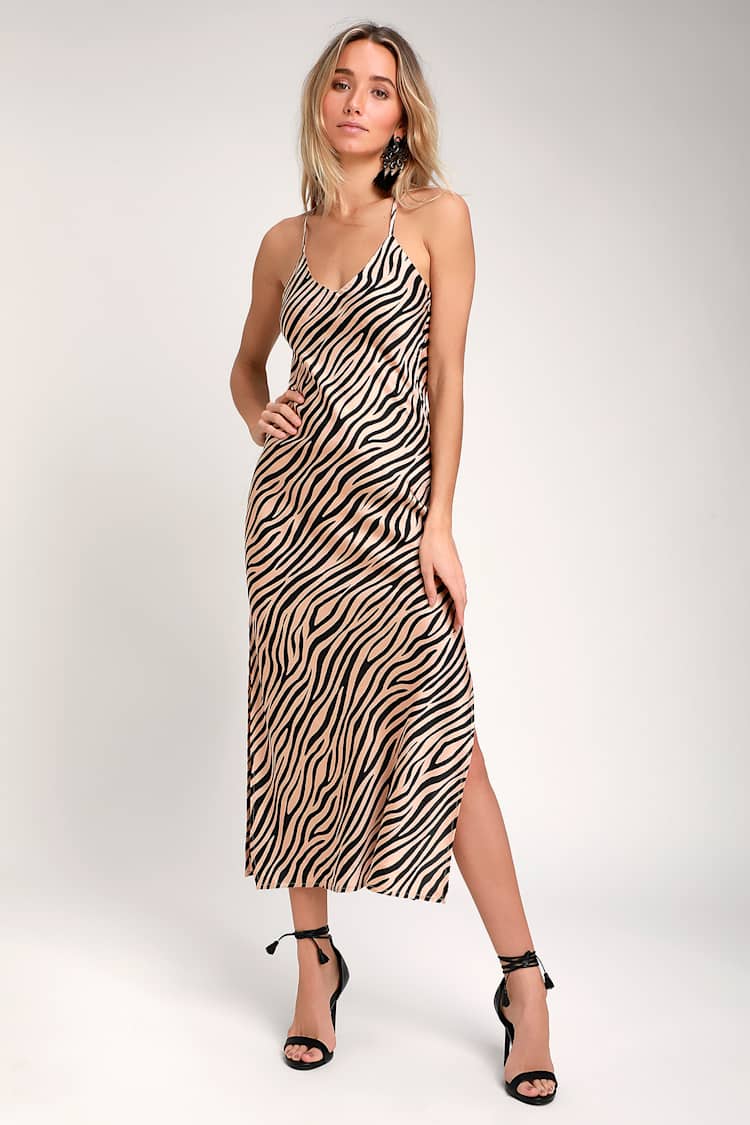 open lace back dress Thriller Long Sleeve Backless Mini Dress Zebra main image 0