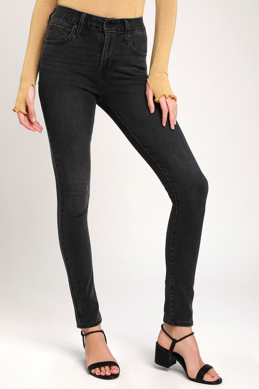 Levi's 721 High Rise Skinny - Washed Black Jeans - Skinny Jeans - Lulus