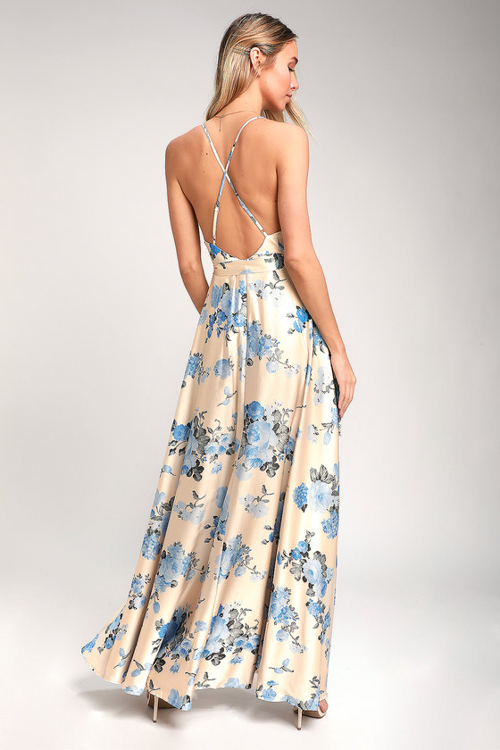 floral satin gowns