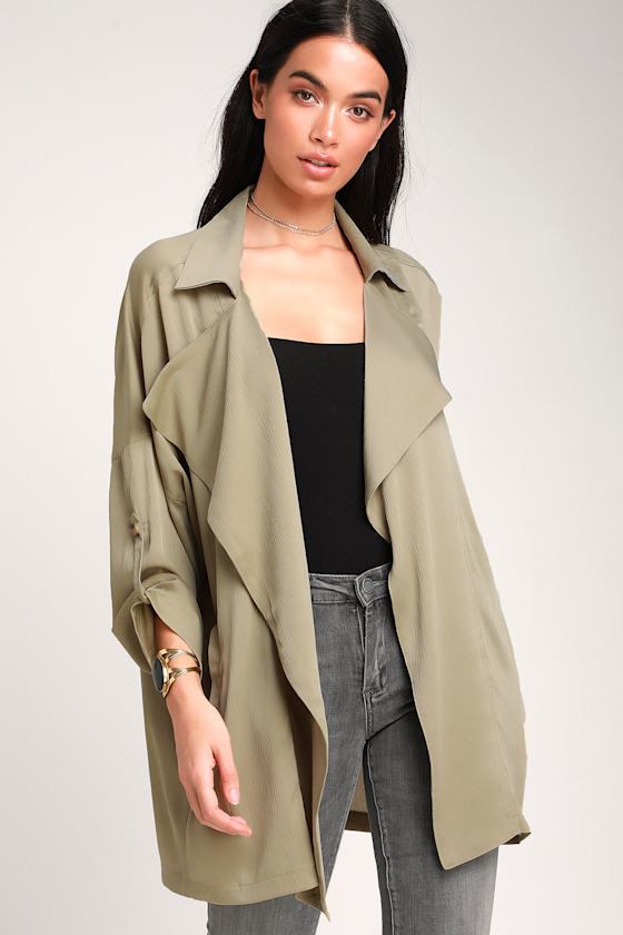 Sleek Sage Green Jacket Satin Jacket Lightweight Jacket Lulus