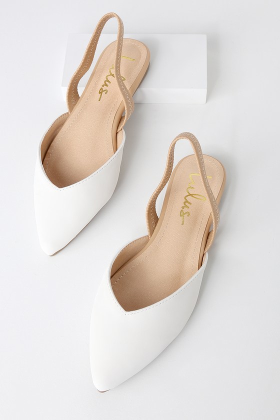 white flat sling back shoes