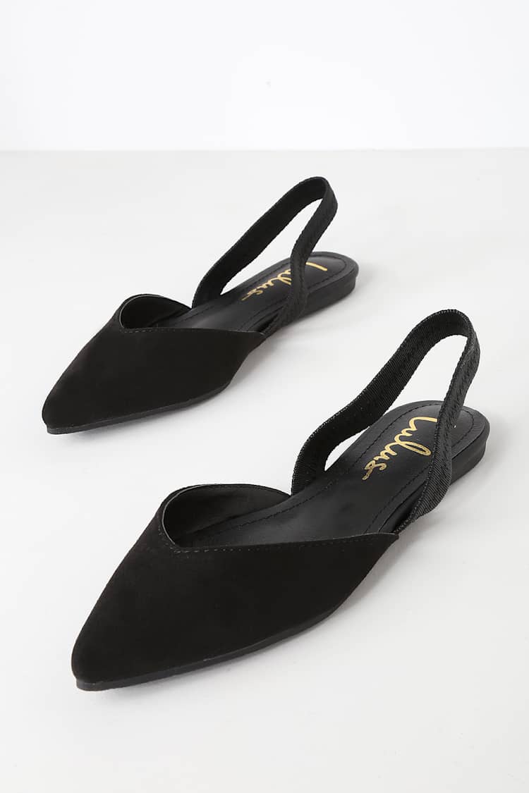 Black flat sling back shoes Clearance