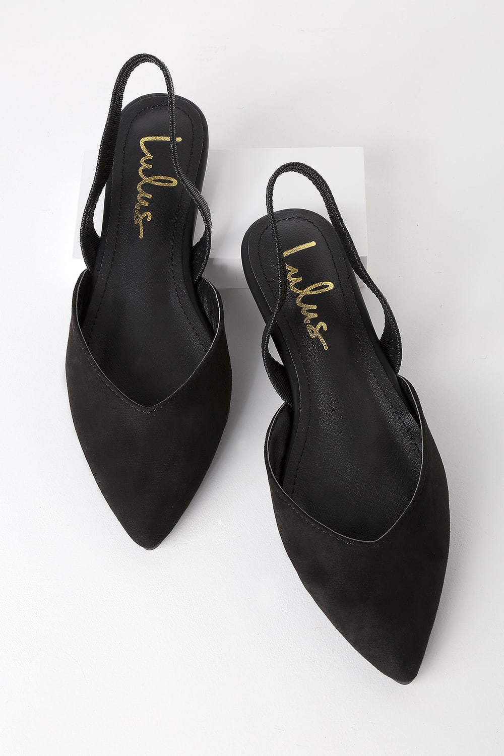 Mae Black Suede Pointed-Toe Slingback Flats