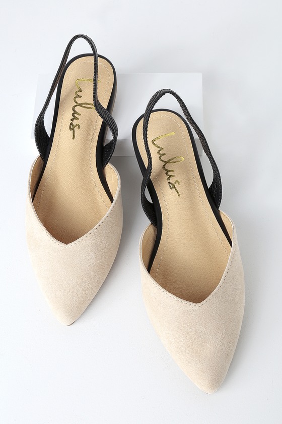 beige suede slingbacks