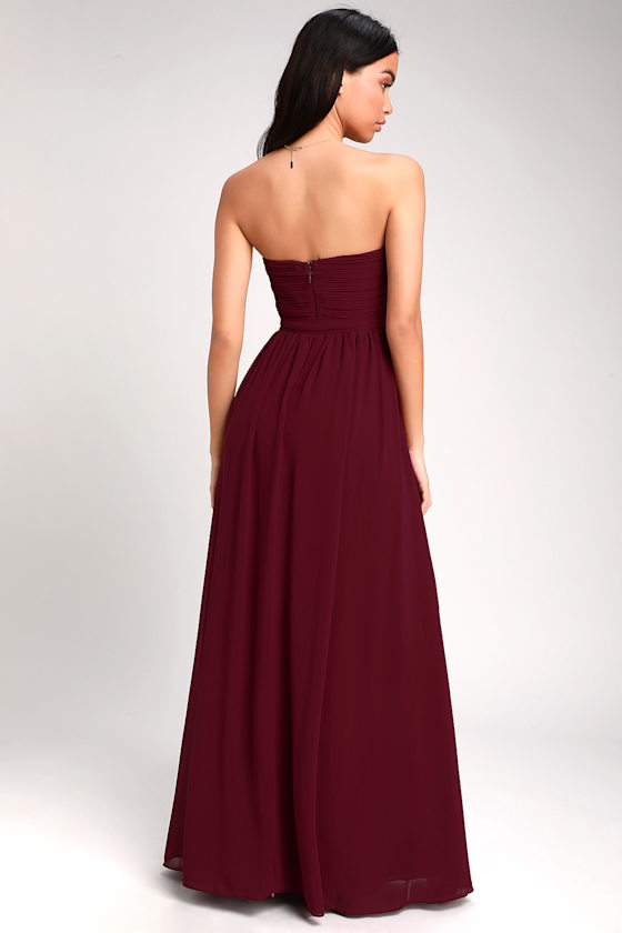 Taryn Strapless Maxi Dress - Burgundy