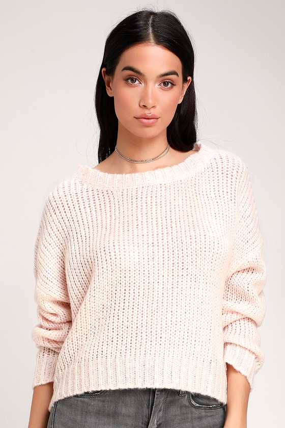 Cozy Blush Pink Sweater Loose Knit Sweater Basic Sweater Lulus