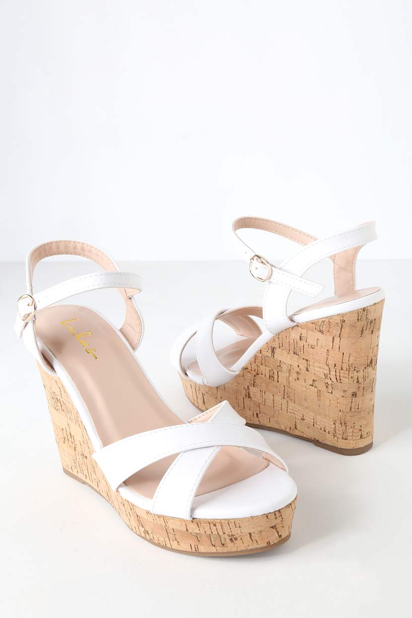 cute white wedge heels