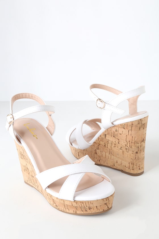 Cute White Sandals - Wedge Sandals - Cork Sandals - Lulus