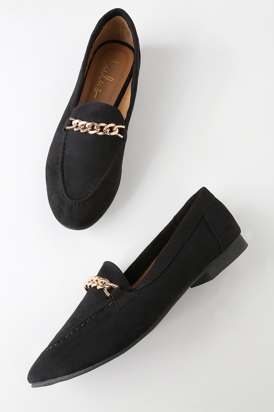 black loafers with buckle
