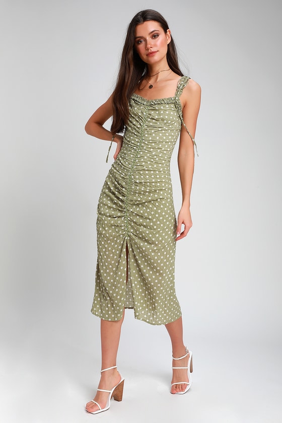 Sage green polka dot dress new arrivals