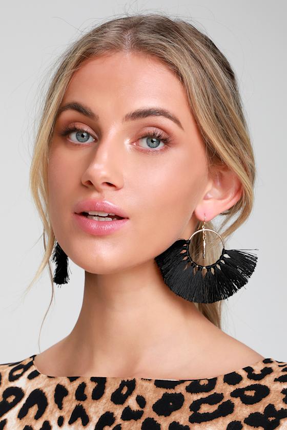 Boho Tassel Earrings Black Tassel Earrings Fringe Earrings Lulus