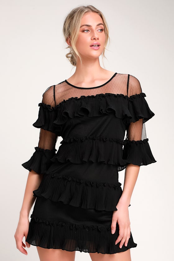 Wynter Black Ruffled Mini Dress 2