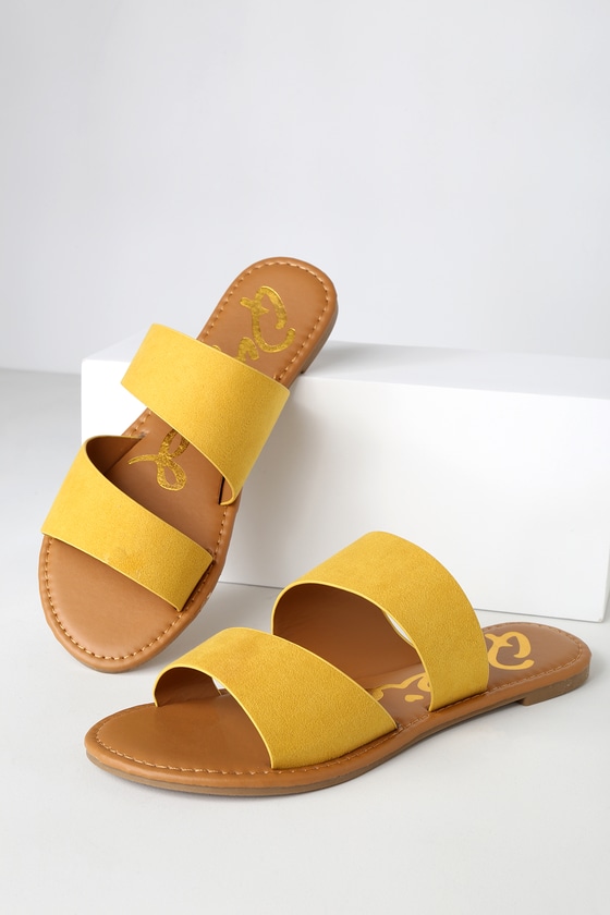 yellow slide sandals