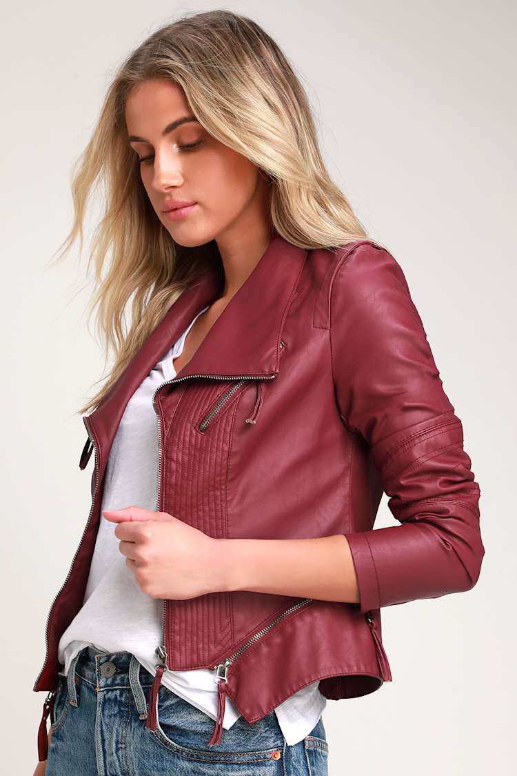burgundy red leather jacket