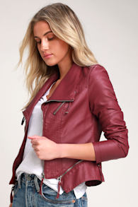 Up on a Tuesday Burgundy Vegan Leather Jacket 1