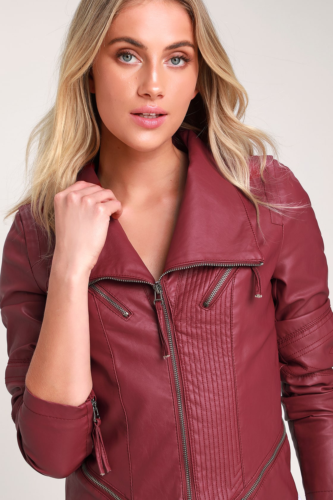 Up on a Tuesday Burgundy Vegan Leather Jacket