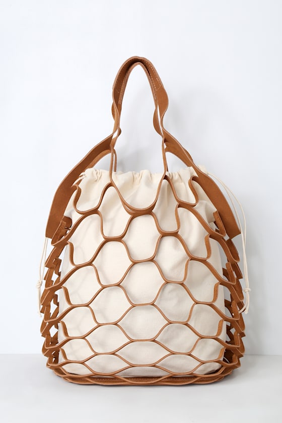 Island Hopping Brown Suede Net Tote 1