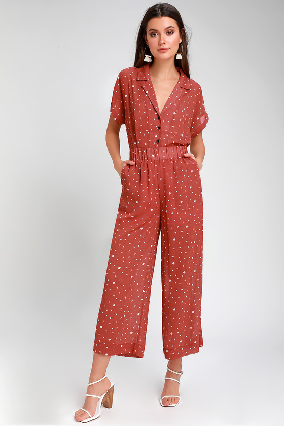 Cute Polka Dot Pants - Rust Red Pants - Culotte Pants - Lulus