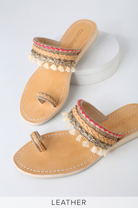 Cocobelle Mahal Coral Sandals Flat Sandals Toe Loop Cocobelle Mahal Coral Sandals Flat Sandals Toe Loop