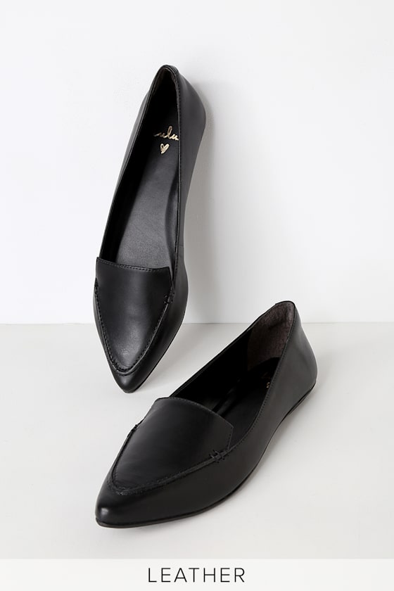 Pointy black loafers Clearance