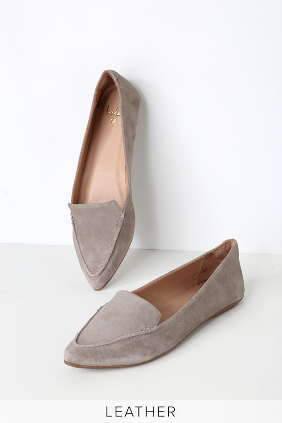 Cute Leather Loafers Light Grey Loafers Suede Loafers Lulus