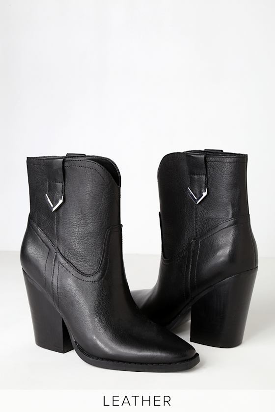 Callum Black Leather High-Heel Boots 1