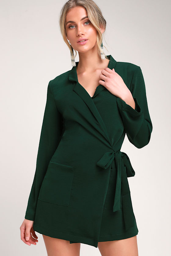 Hollywood Nights Forest Green Blazer Romper 1