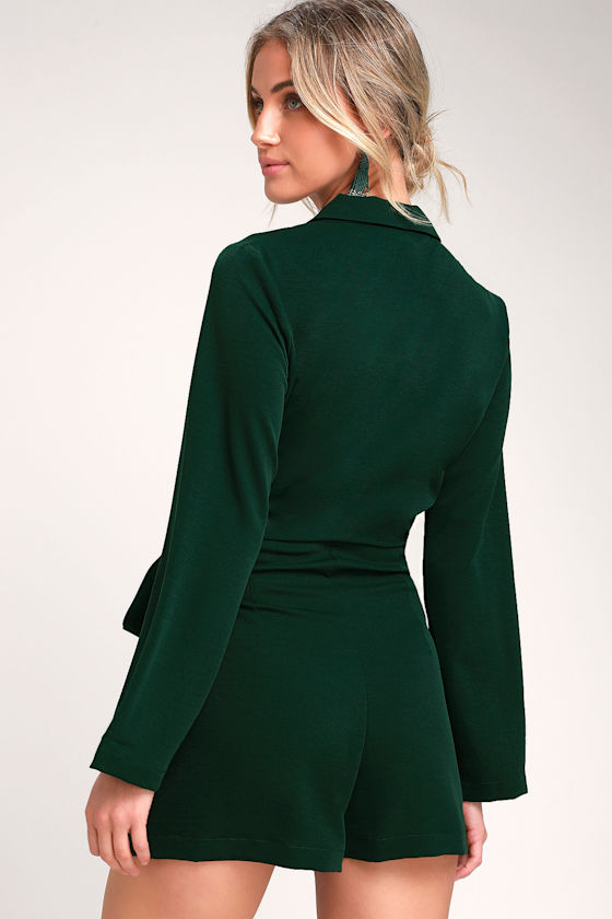 Hollywood Nights Forest Green Blazer Romper 2