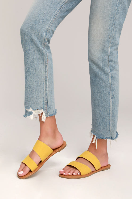 Jimena Yellow Suede Slide Sandals 2
