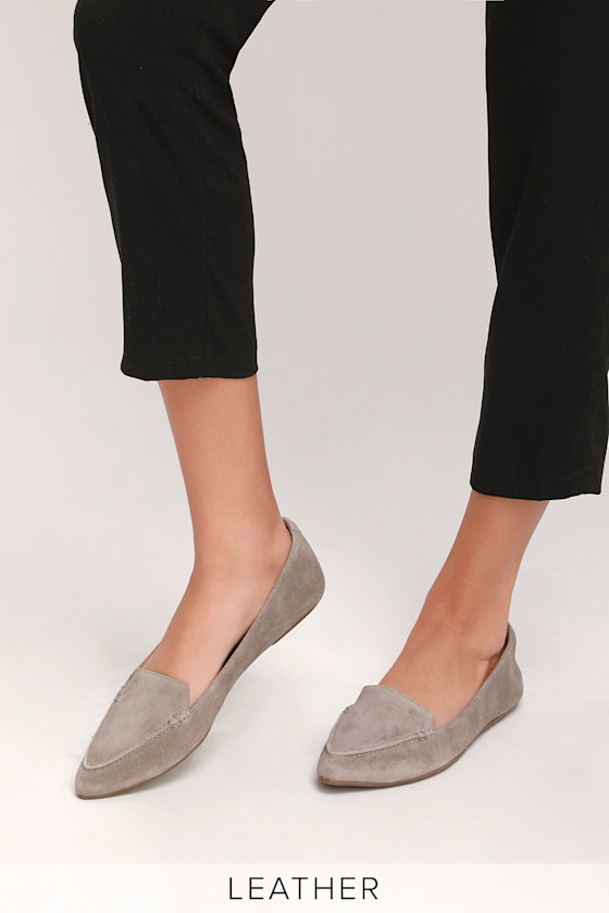 Cute Leather Loafers Light Grey Loafers Suede Loafers Lulus