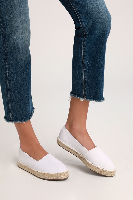 white espadrilles slip ons