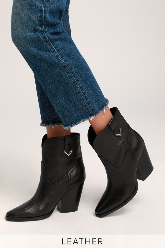 Kendall + Kylie Callum - Black Leather Boots - High Heel Boots