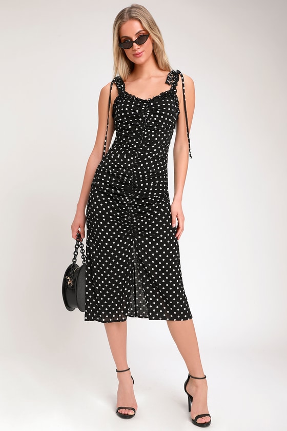 lulus polka dot midi dress