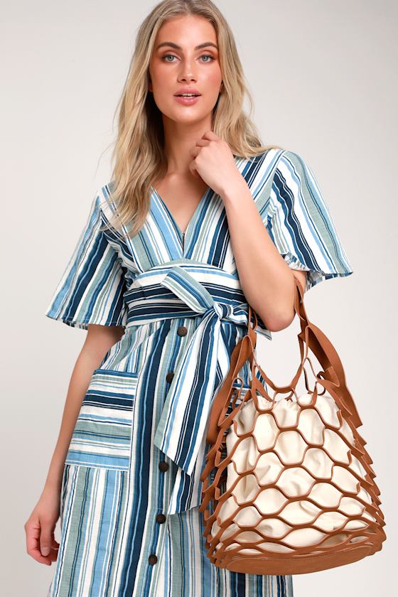 Island Hopping Brown Suede Net Tote 6