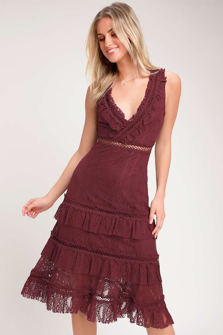burgundy structured mini dress Mulberry Ruffle-Trim Sweater Dress M main image 0