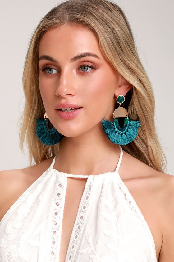 Buy Teal Lemon Yellow Gold Colour Plated Tassel Earrings Silk Online in  India  Etsy