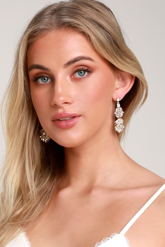 Special Moment Gold Rhinestone Earrings