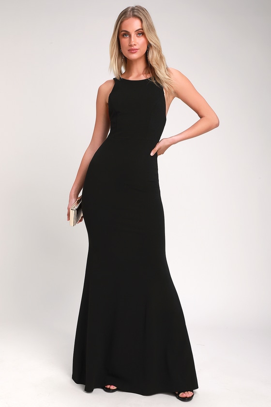Lovely Black Dress - Mermaid Maxi Dress - Backless Dress - Lulus