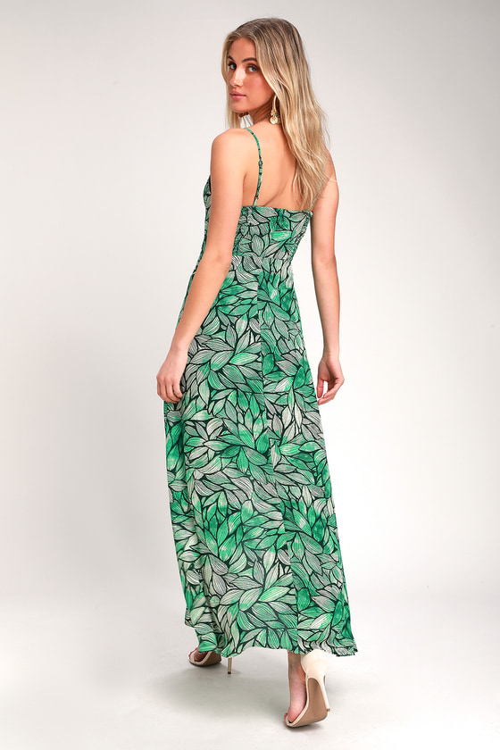 green leaf maxi dress