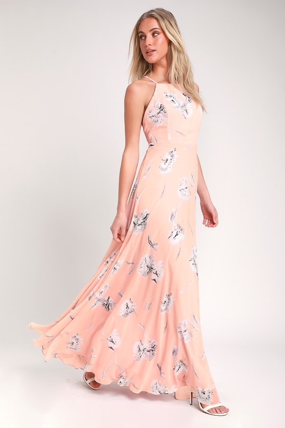 Eternal Joy Blush Pink Floral Print Maxi Dress - Lulus