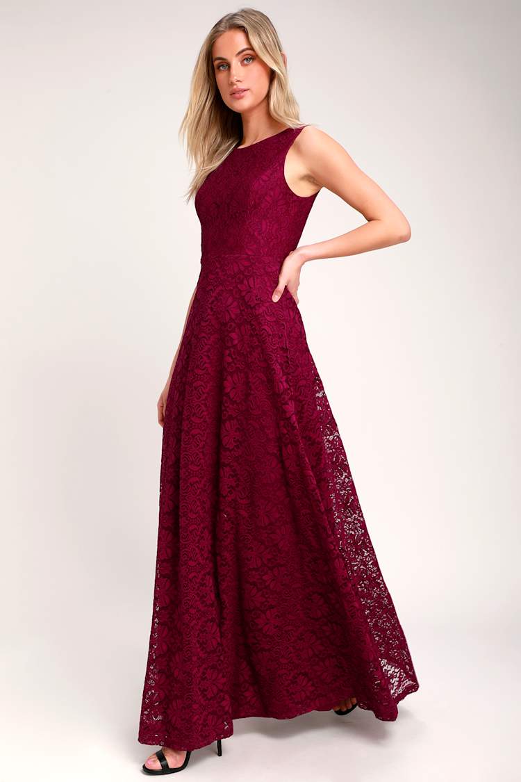 Stunning Lace Maxi Dress - Burgundy Lace Dress - Maxi Dress - Lulus