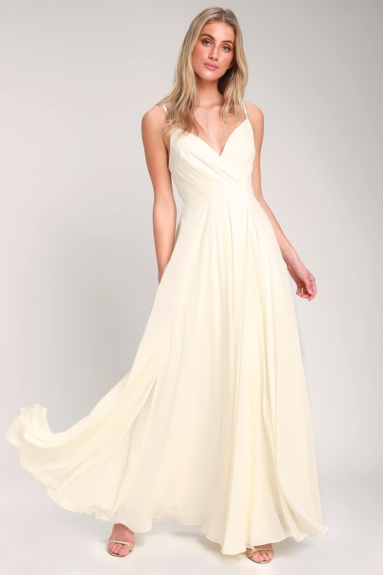 heavenly hues cream maxi dress