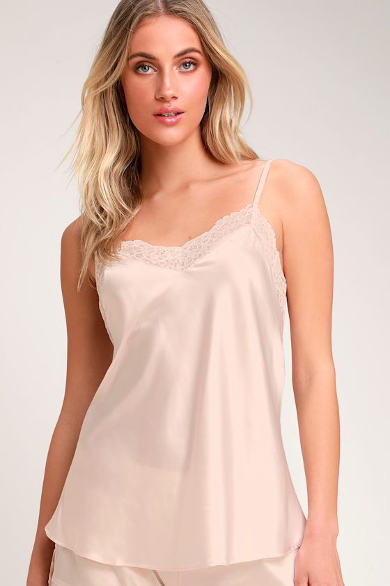 Chic Lace Cami Light Blush Cami Top Satin Lace Cami Top Lulus